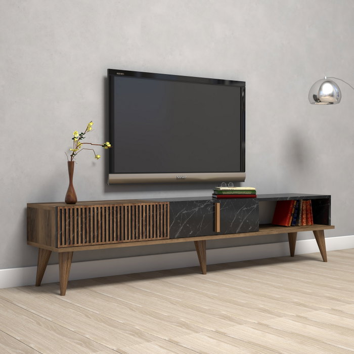 Hanah Home Milan Soporte para TV Nogal y Negro Hanah Home Milan Soporte para TV Nogal y Negro